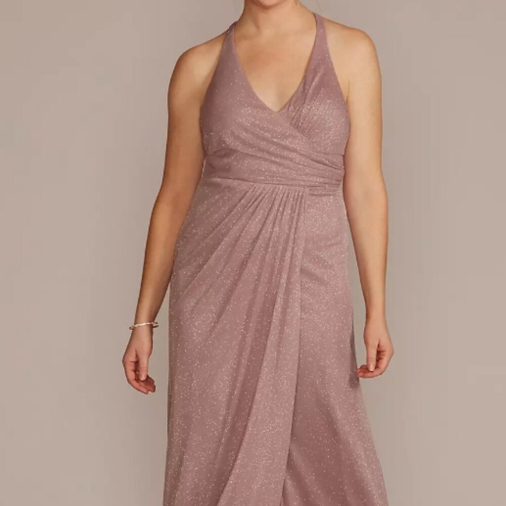 Pink Glitter Dress with Slit